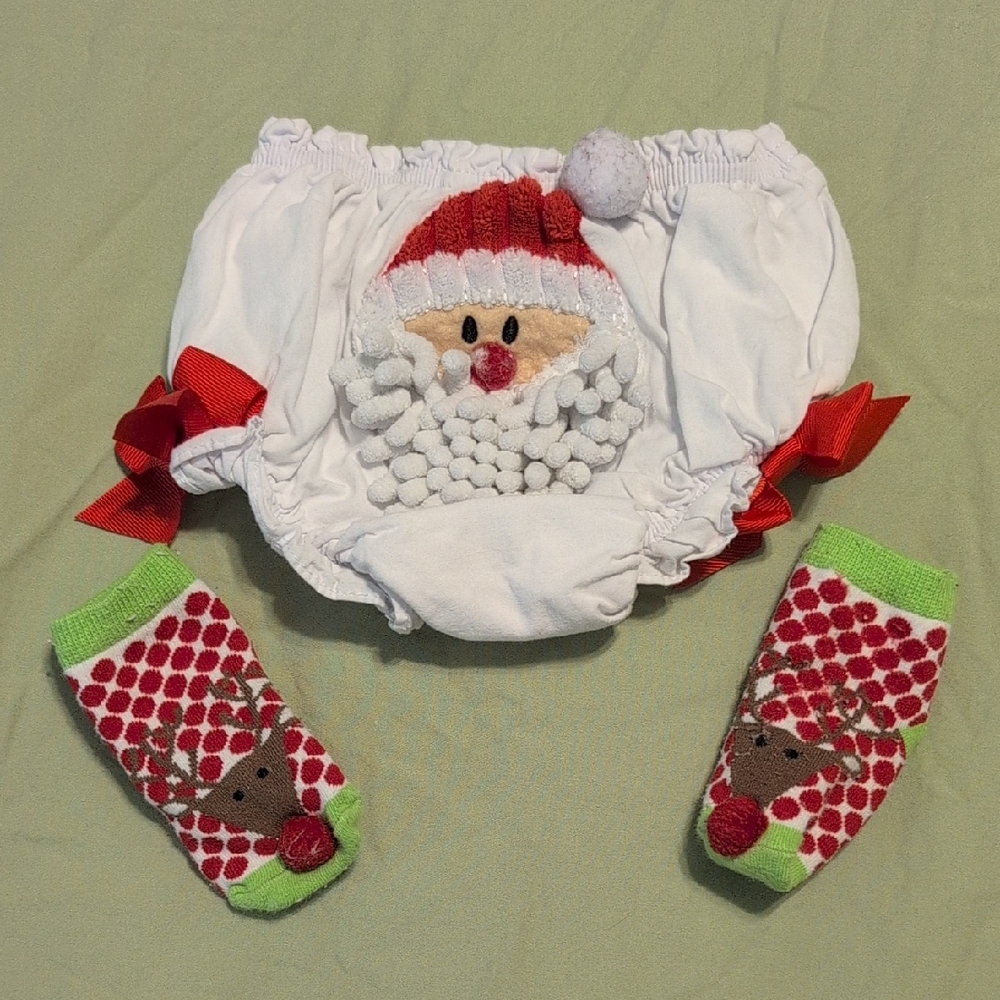 Mud Pie White Baby Bloomers with Red Accent